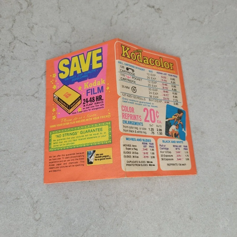 Kodak Ad Pic-Parade Photo Service Film Developing Envelope Kodacolor